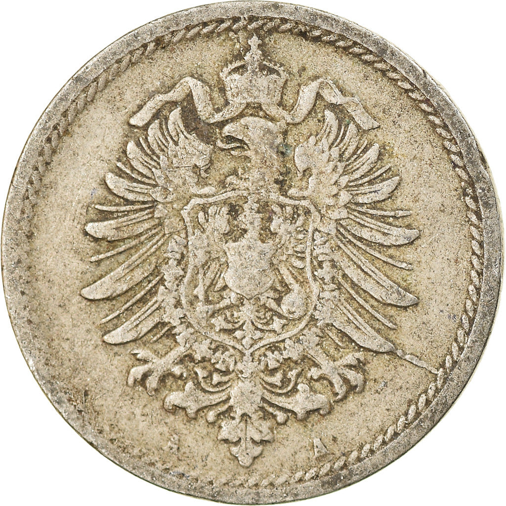 Münze, GERMANY - EMPIRE, Wilhelm I, 5 Pfennig, 1876, Berlin, S+, Copper-nickel