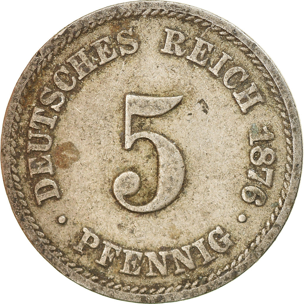 Münze, GERMANY - EMPIRE, Wilhelm I, 5 Pfennig, 1876, Berlin, S+, Copper-nickel