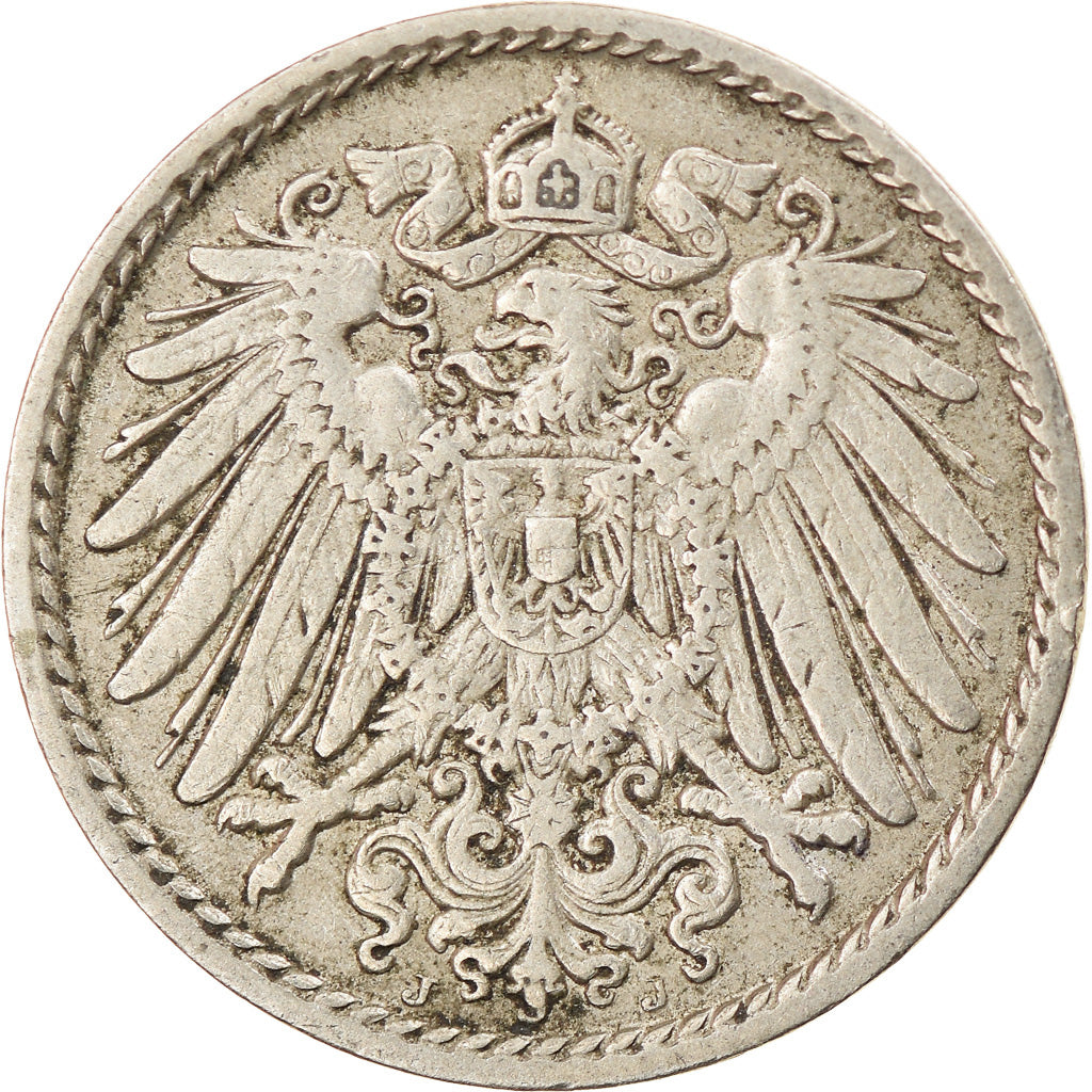 Moneda, ALEMANIA - IMPERIO, Wilhelm II, 5 Pfennig, 1911, Hambourg, BC+, Cobre -