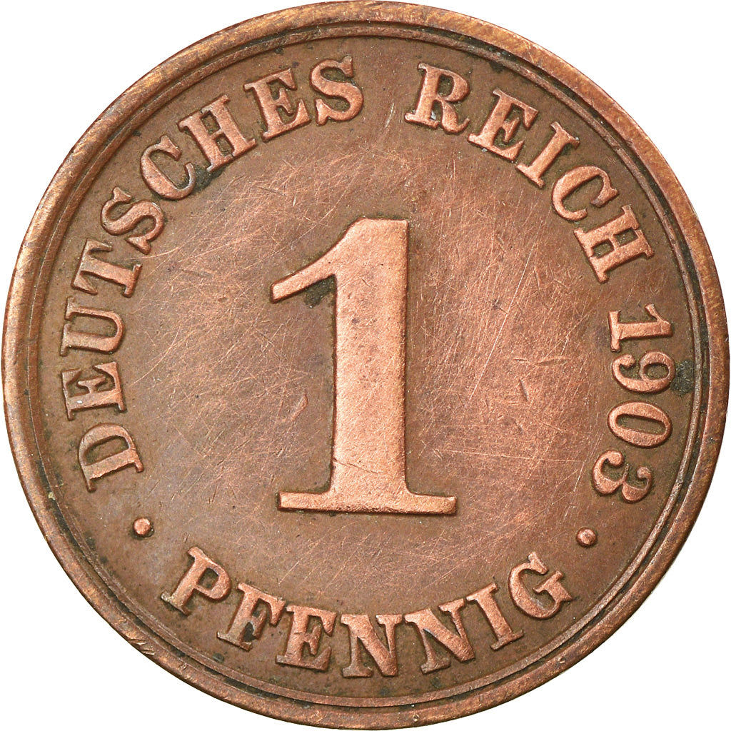 Coin, GERMANY - EMPIRE, Wilhelm II, Pfennig, 1903, Berlin, VF(30-35), Copper