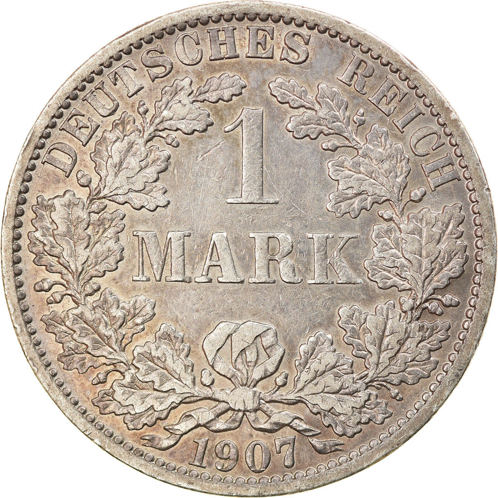 Coin, GERMANY - EMPIRE, Wilhelm II, Mark, 1907, Berlin, EF(40-45), Silver, KM:14