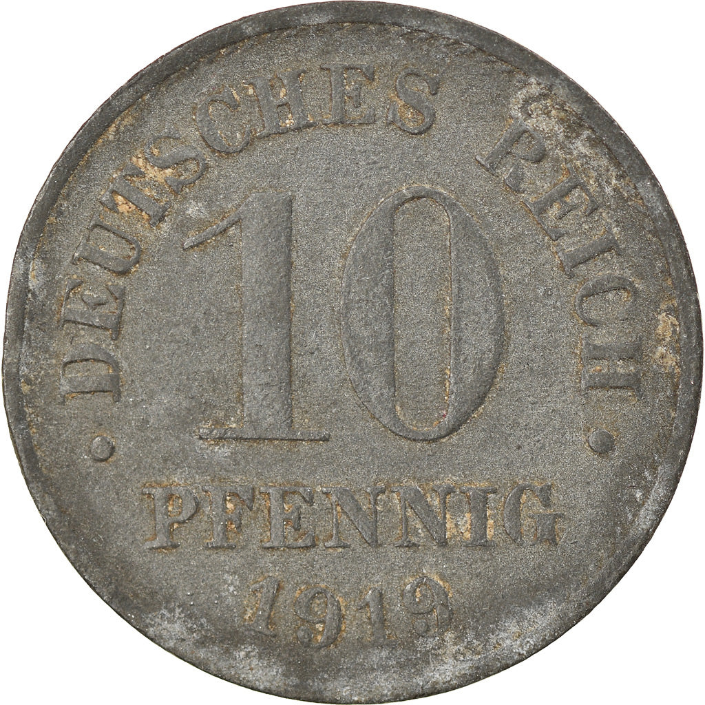 Münze, GERMANY - EMPIRE, 10 Pfennig, 1919, S+, Zinc, KM:26