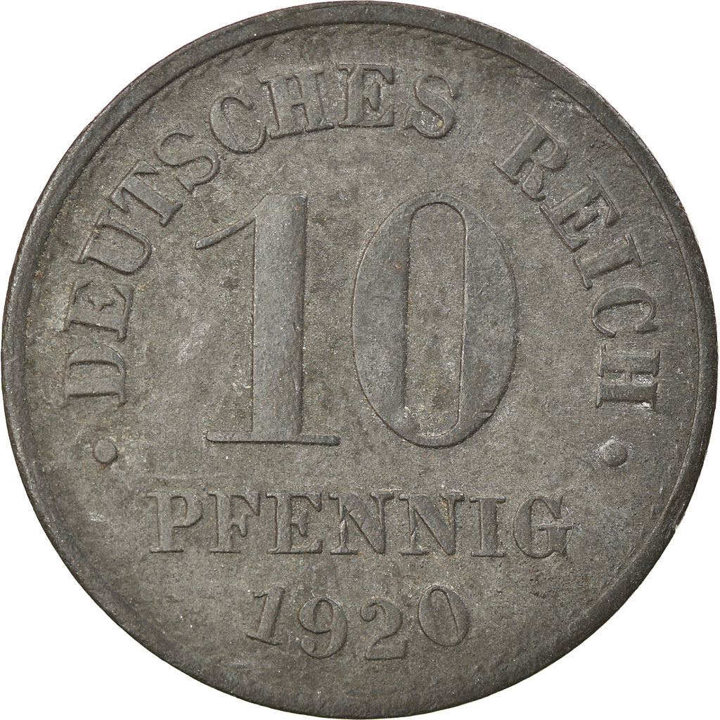 Münze, GERMANY - EMPIRE, 10 Pfennig, 1920, S+, Zinc, KM:26