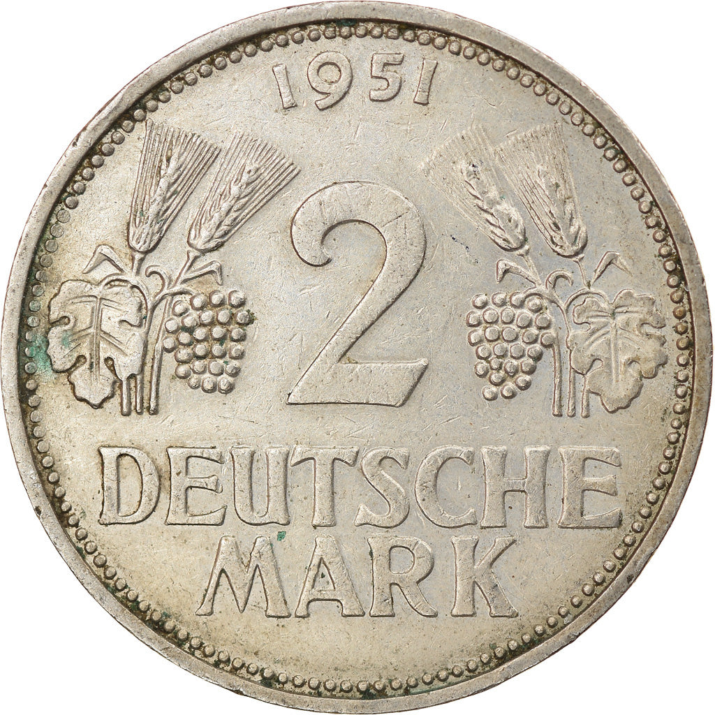 Moeda, ALEMANHA - REPÚBLICA FEDERAL, 2 Mark, 1951, Stuttgart, EF(40-45)