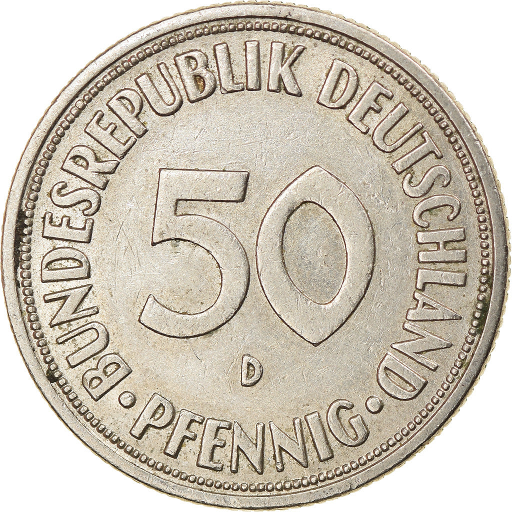Moeda, ALEMANHA - REPÚBLICA FEDERAL, 50 Pfennig, 1969, Munich, EF(40-45)