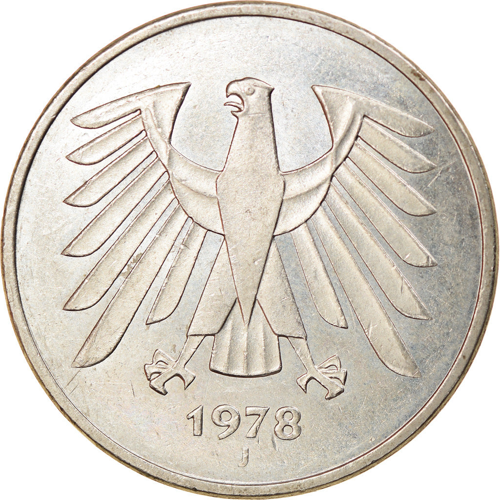 Moneta, GERMANIA - REPUBBLICA FEDERALE, 5 Mark, 1978, Hamburg, BB, Nichel
