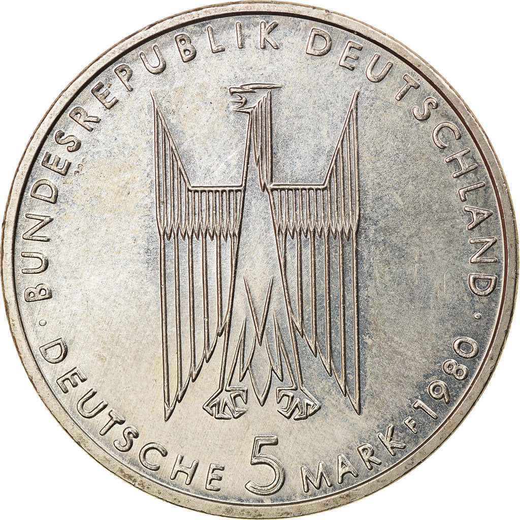 Münze, Bundesrepublik Deutschland, 5 Mark, 1980, Stuttgart, Germany, SS
