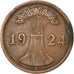 Moneda, ALEMANIA - REPÚBLICA DE WEIMAR, 2 Reichspfennig, 1924, Berlin, BC+