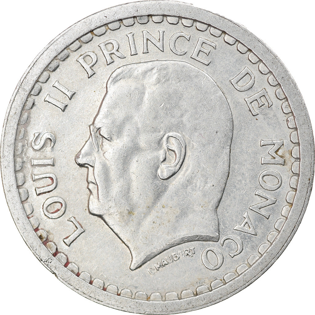 Coin, Monaco, Louis II, Franc, 1943, Paris, EF(40-45), Aluminum, KM:120