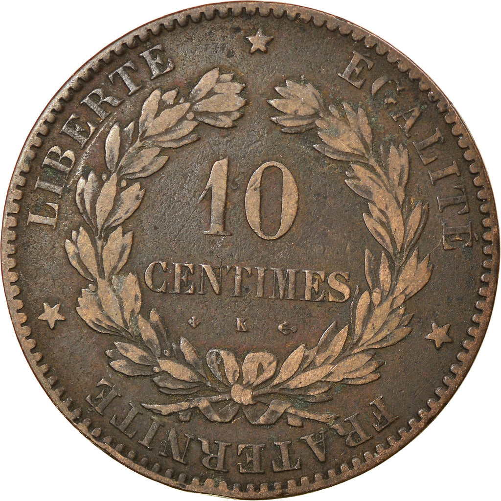 Coin, France, Cérès, 10 Centimes, 1874, Bordeaux, VF(30-35), Bronze, KM:815.2