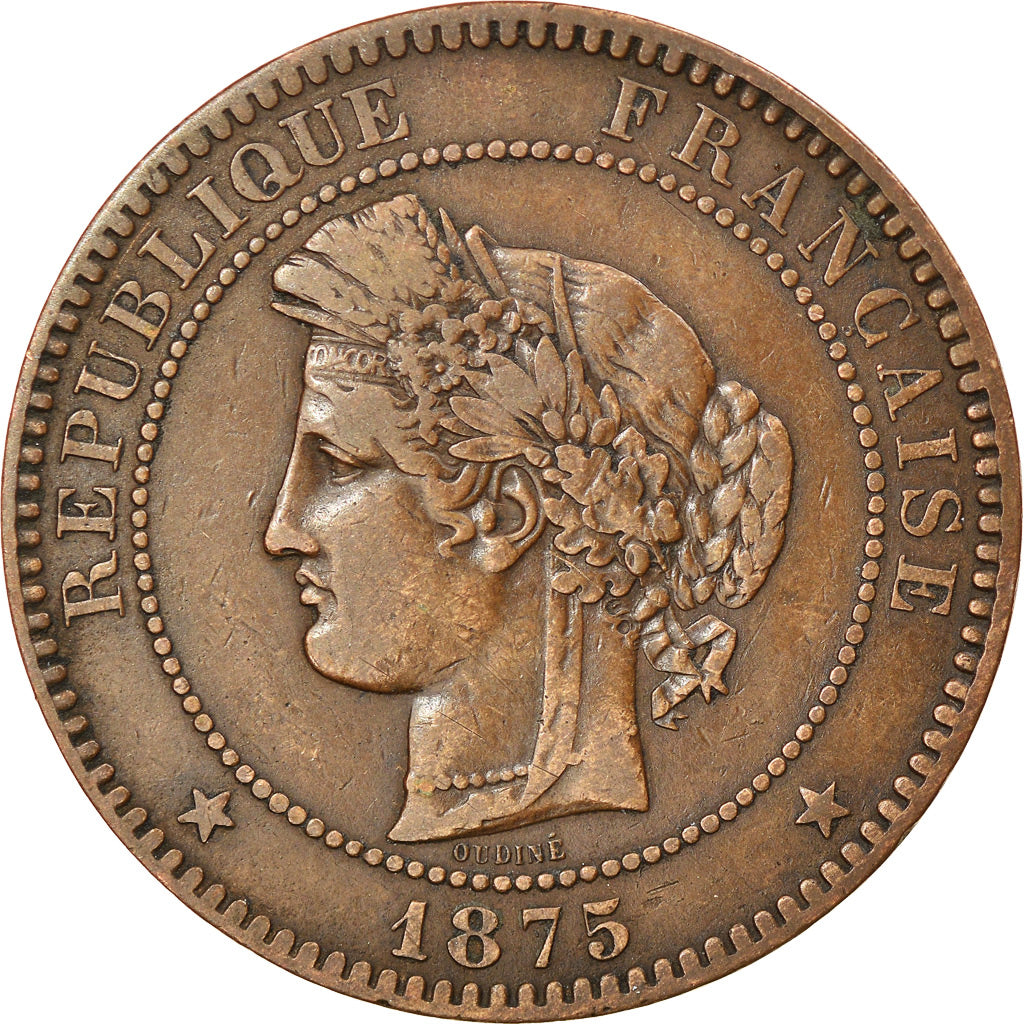 Coin, France, Cérès, 10 Centimes, 1875, Paris, EF(40-45), Bronze, KM:815.1
