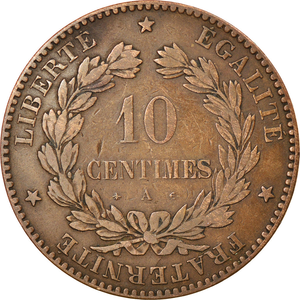 Coin, France, Cérès, 10 Centimes, 1875, Paris, EF(40-45), Bronze, KM:815.1