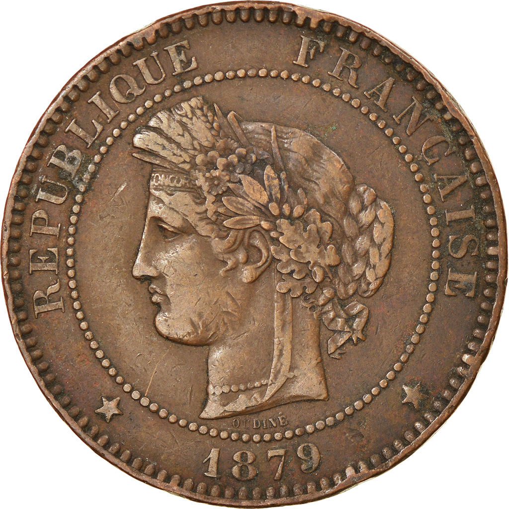 Moeda, França, Cérès, 10 Centimes, 1879, Paris, EF(40-45), Bronze, KM:815.1