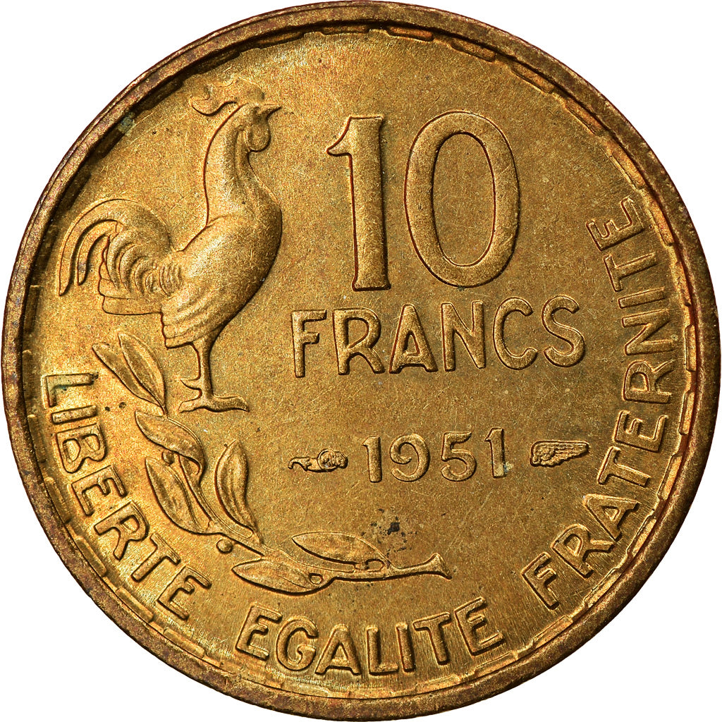 Münze, Frankreich, Guiraud, 10 Francs, 1951, Paris, SS+, Aluminum-Bronze