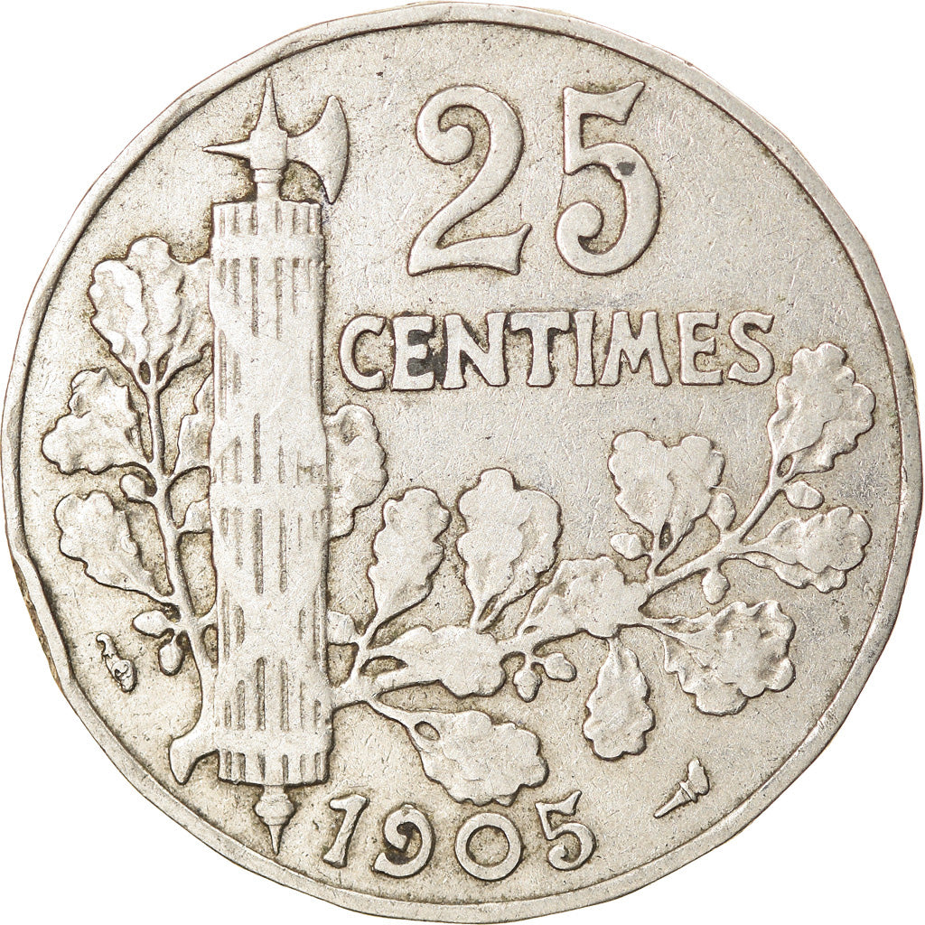 Münze, Frankreich, Patey, 25 Centimes, 1905, SS, Nickel, KM:856, Gadoury:364