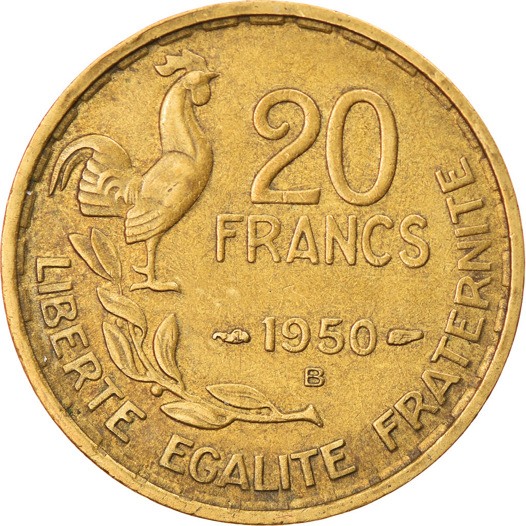 Coin, France, Guiraud, 20 Francs, 1950, Beaumont - Le Roger, VF(30-35)