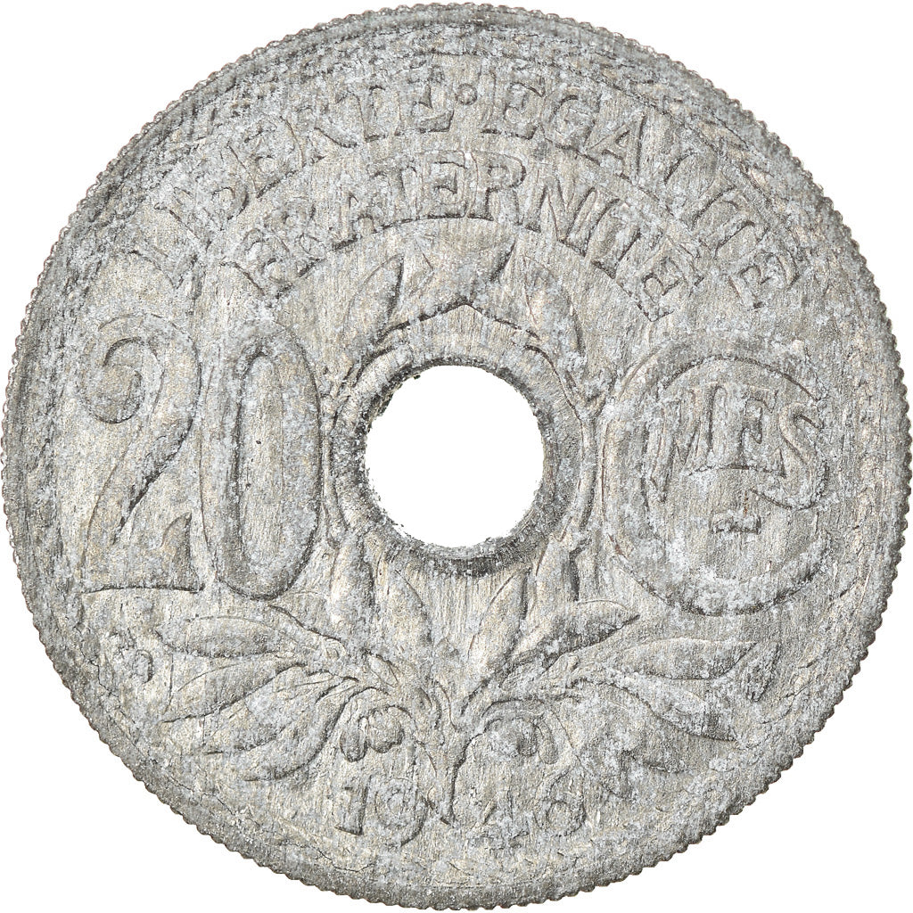 Munten, Frankrijk, Lindauer, 20 Centimes, 1946, Paris, FR+, Zinc, KM:907.1