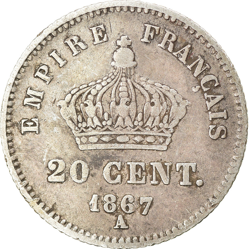 Monnaie, France, Napoleon III, Napoléon III, 20 Centimes, 1867, Paris, TTB