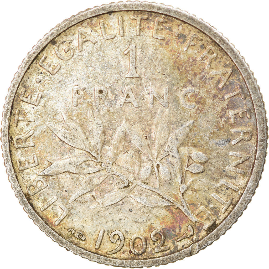 Coin, France, Semeuse, Franc, 1902, Paris, VF(30-35), Silver, KM:844.1