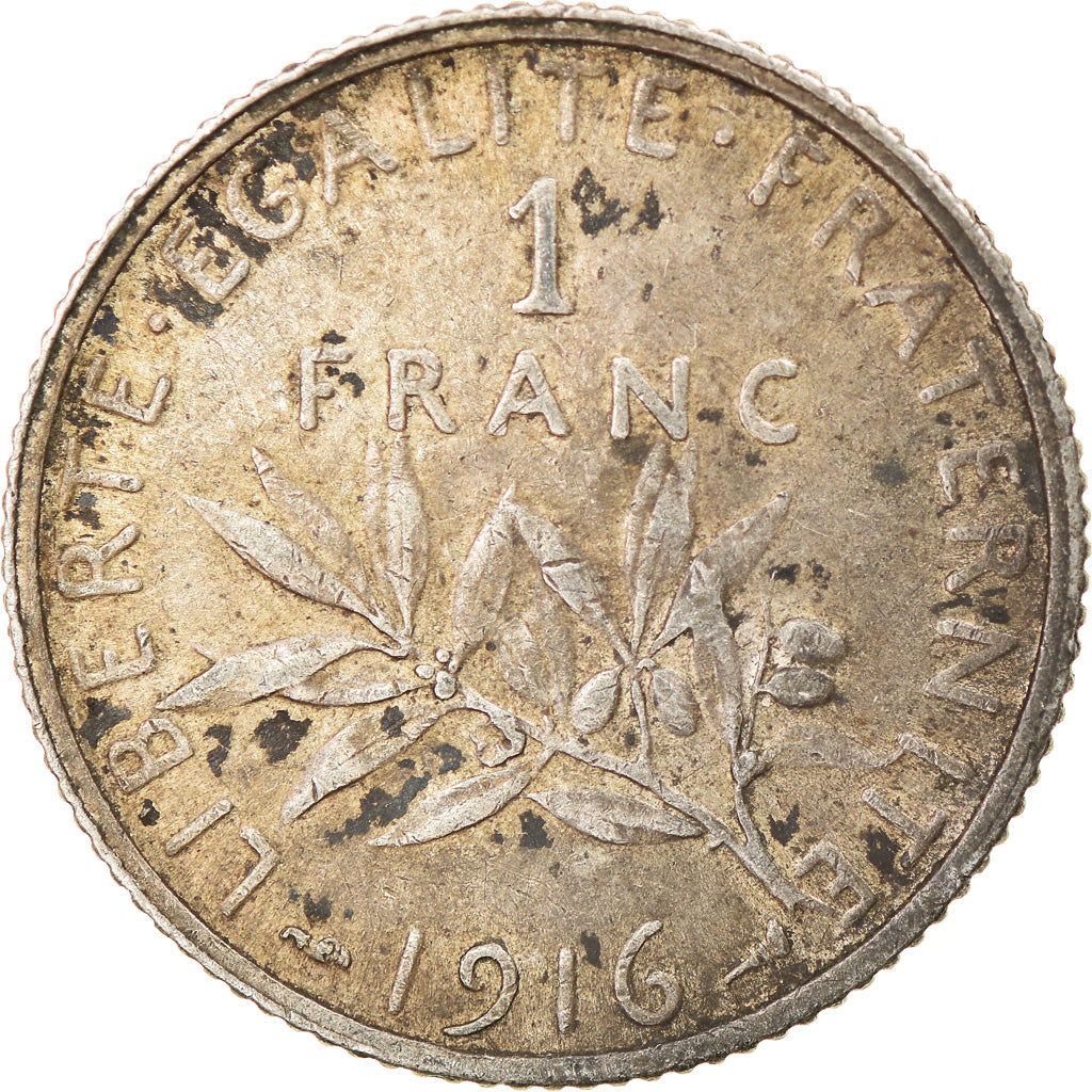Monnaie, France, Semeuse, Franc, 1916, Paris, TB, Argent, Gadoury:467, KM:844.1