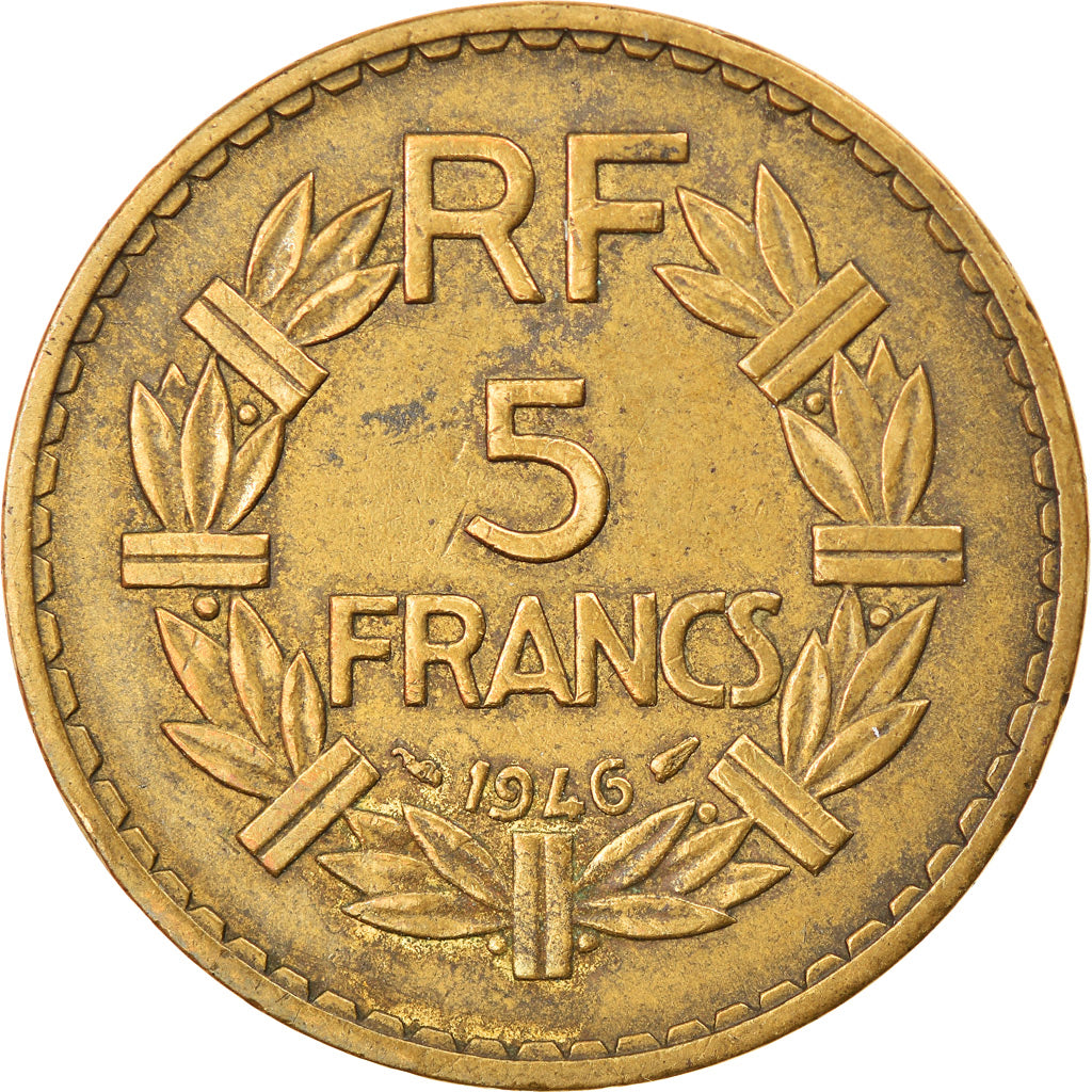 Munten, Frankrijk, Lavrillier, 5 Francs, 1946, Paris, FR+, Aluminum-Bronze