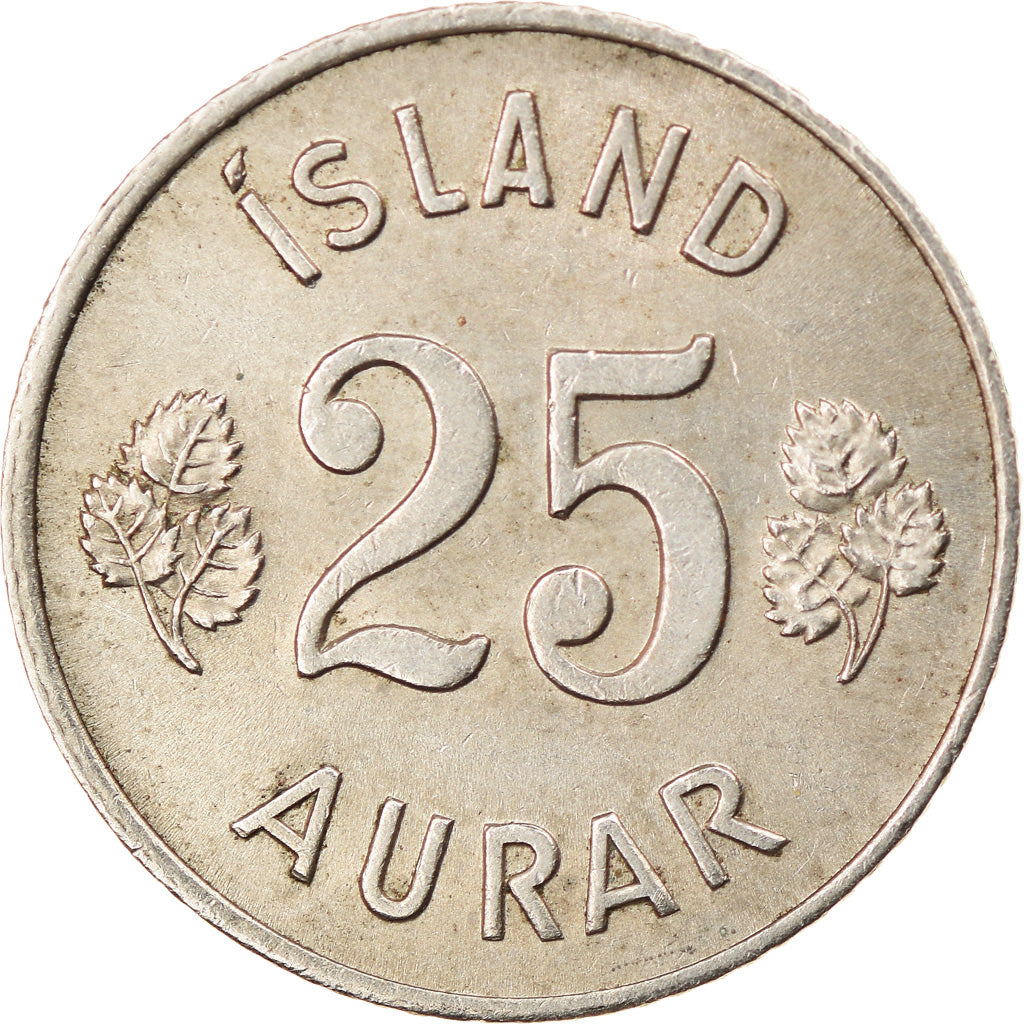 Coin, Iceland, 25 Aurar, 1960, EF(40-45), Copper-nickel, KM:11
