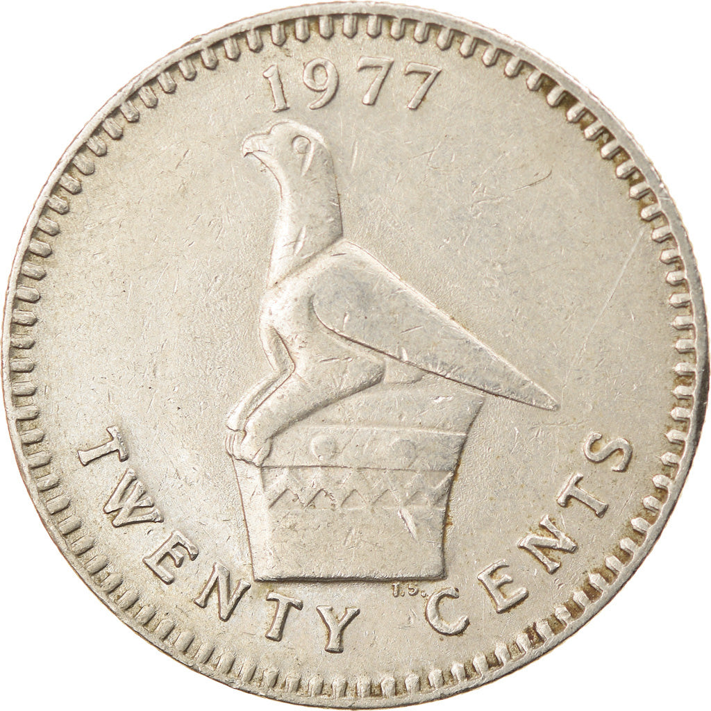 Münze, Rhodesien, 20 Cents, 1977, British Royal Mint, SS, Copper-nickel, KM:15