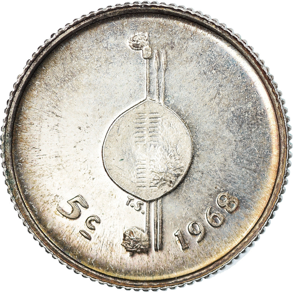 Moneda, Suazilandia, Sobhuza II, 5 Cents, 1968, British Royal Mint, BC+, Plata