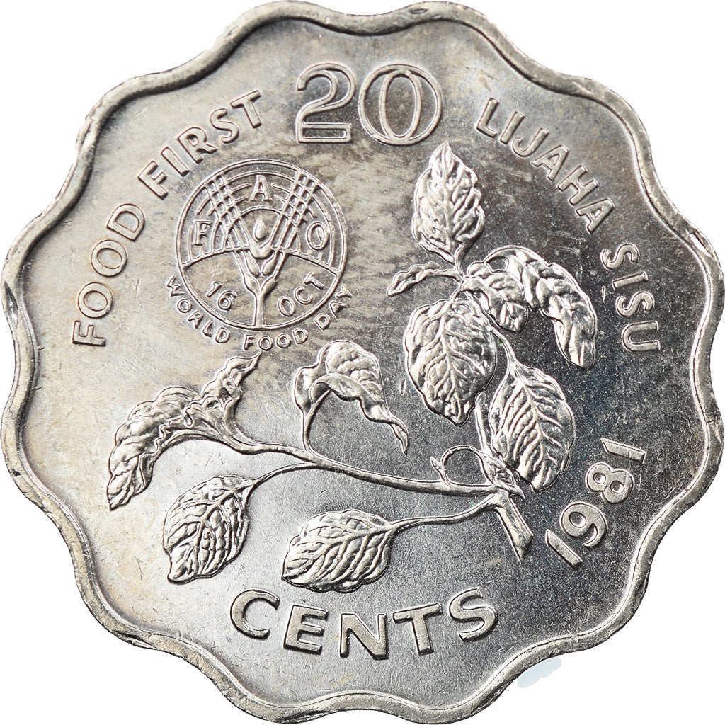 Monnaie, Swaziland, Sobhuza II, 20 Cents, 1981, British Royal Mint, TTB