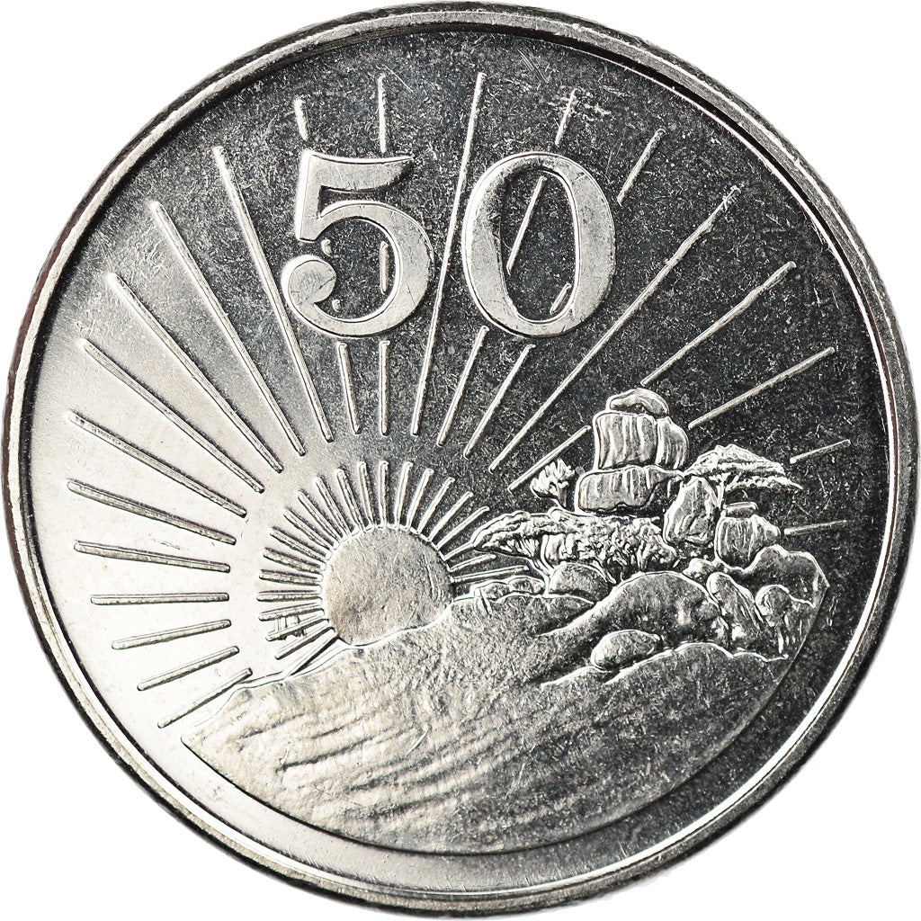 Coin, Zimbabwe, 50 Cents, 2002, Harare, EF(40-45), Nickel plated steel, KM:5a