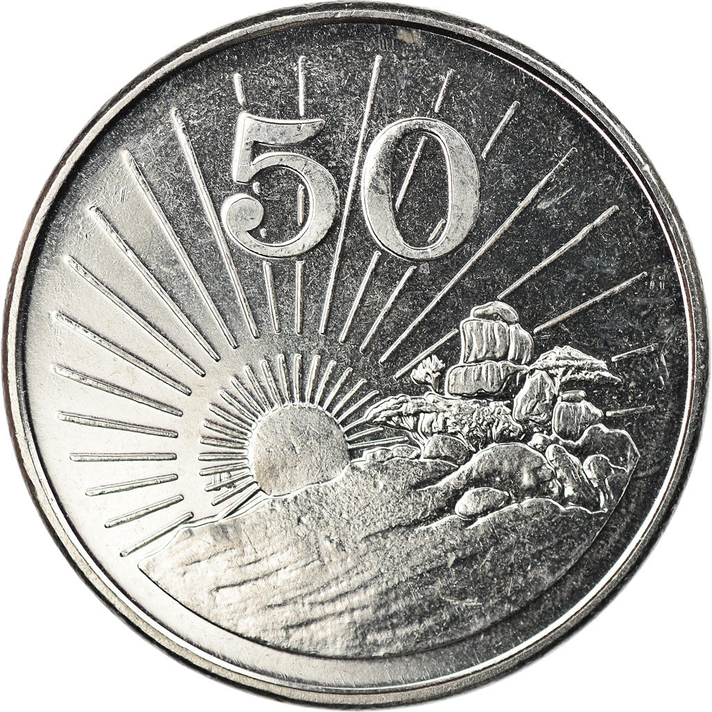Coin, Zimbabwe, 50 Cents, 2002, Harare, EF(40-45), Nickel plated steel, KM:5a