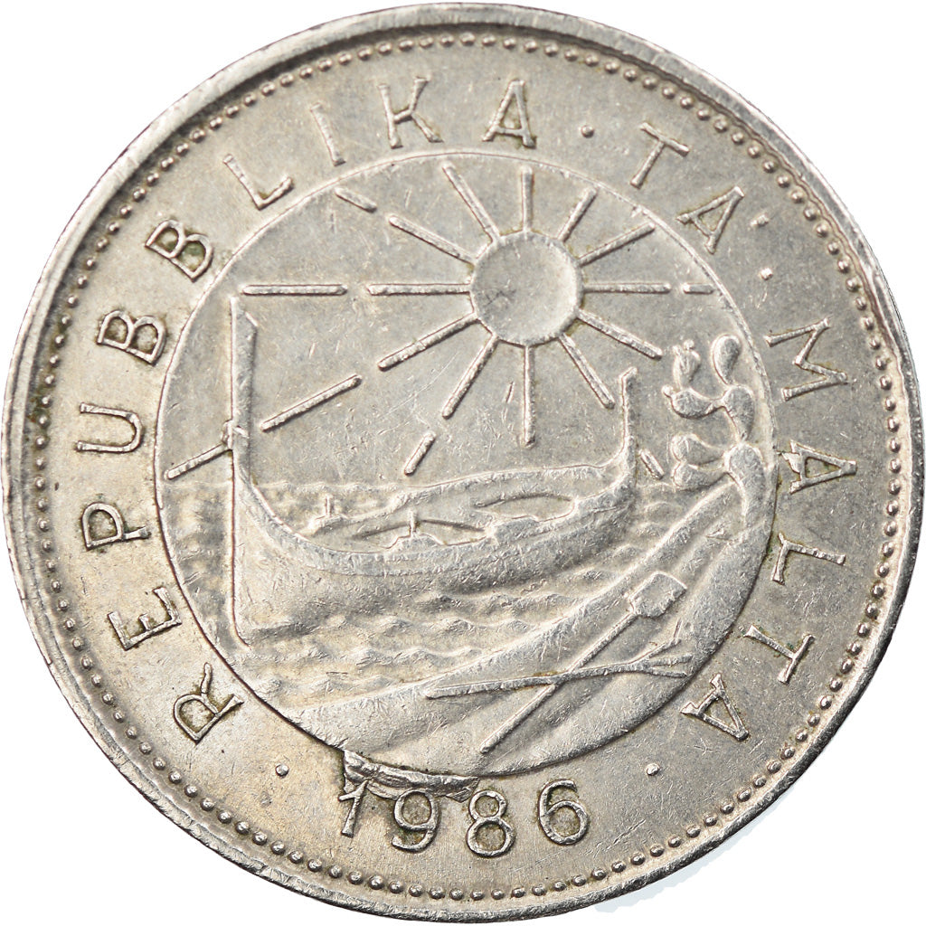 Moneda, Malta, 25 Cents, 1986, British Royal Mint, MBC, Cobre - níquel, KM:80