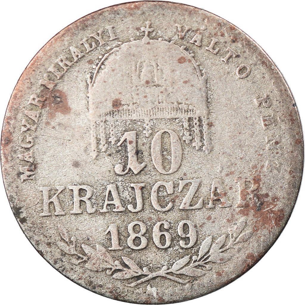 Monnaie, Hongrie, Franz Joseph I, 10 Krajczar, 1869, Karlsburg, TB+, Argent