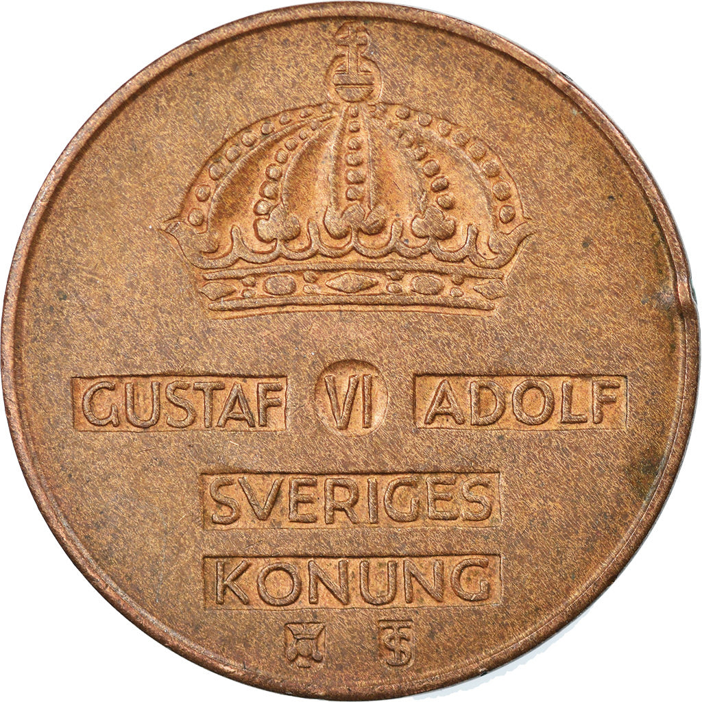 Coin, Sweden, Gustaf VI, 5 Öre, 1954, VF(30-35), Bronze, KM:822