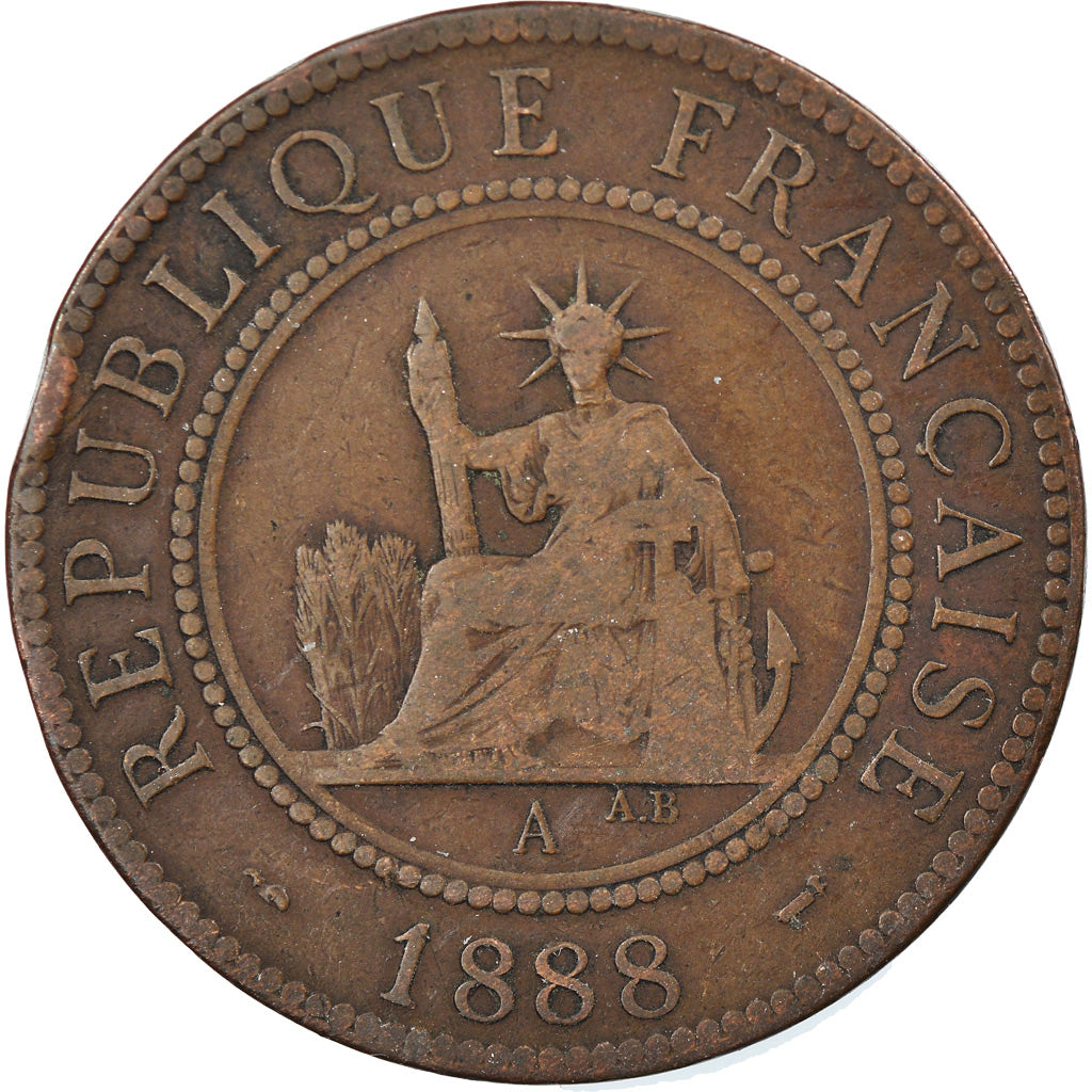 Coin, FRENCH INDO-CHINA, Cent, 1888, Paris, VF(30-35), Bronze, KM:1
