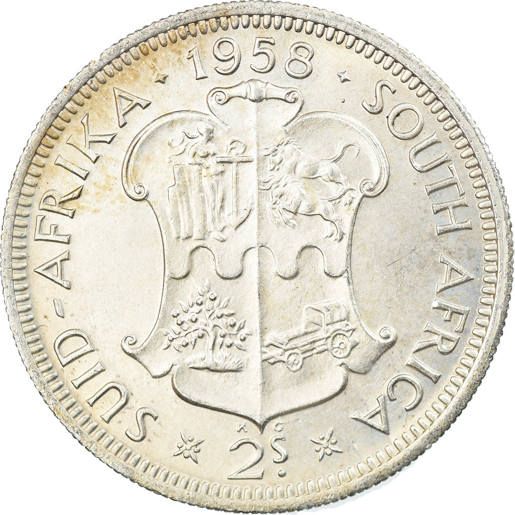 Coin, South Africa, Elizabeth II, 2 Shillings, 1958, EF(40-45), Silver, KM:50