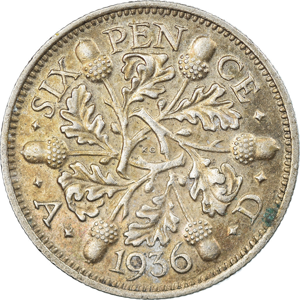 Coin, Great Britain, George V, 6 Pence, 1936, EF(40-45), Silver, KM:832