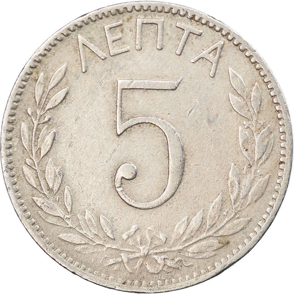 Coin, Greece, George I, 5 Lepta, 1895, Paris, EF(40-45), Copper-nickel, KM:58