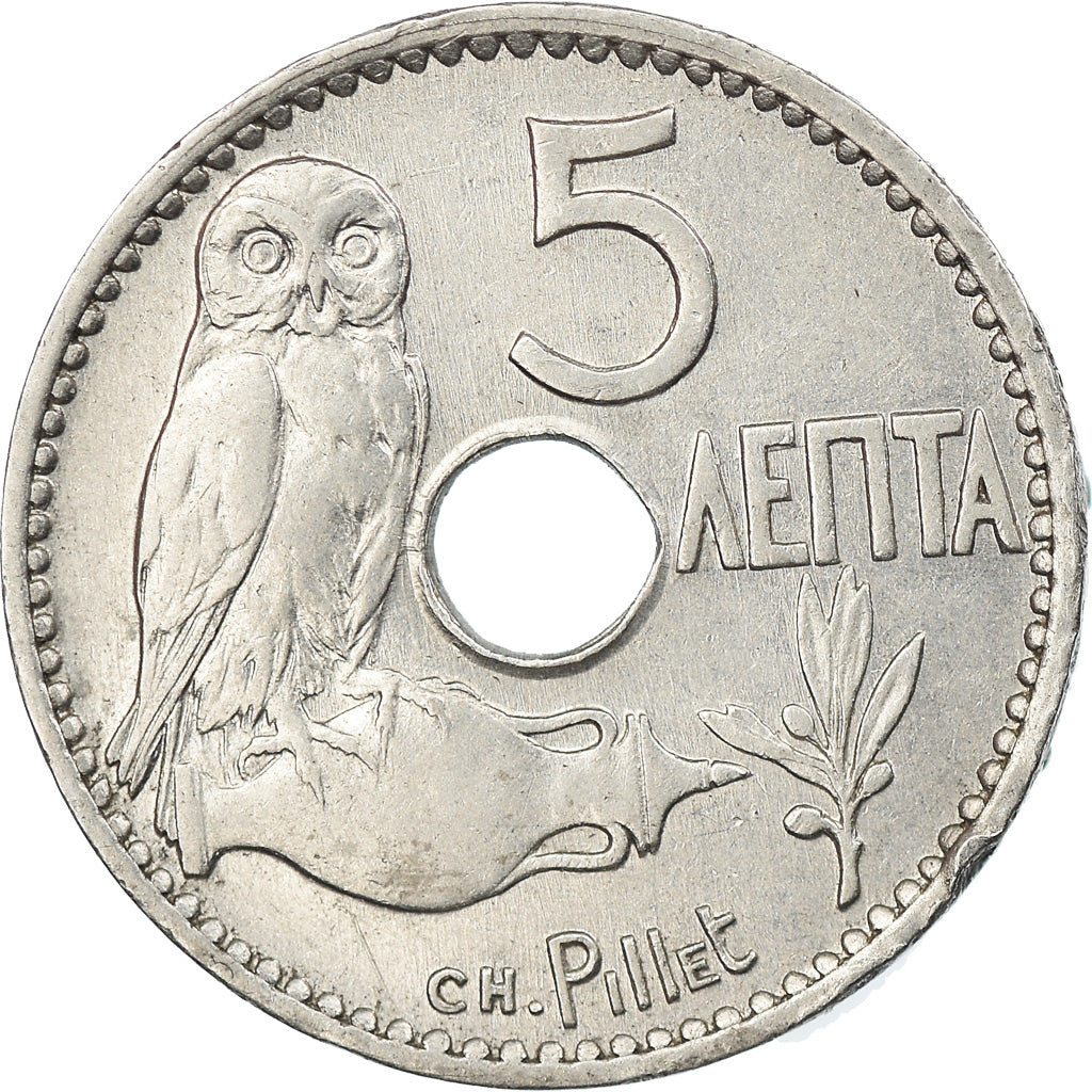 Coin, Greece, George I, 5 Lepta, 1912, EF(40-45), Nickel, KM:62