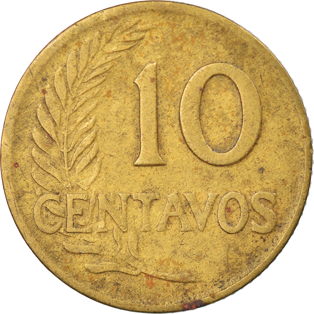 Moneda, Perú, 10 Centavos, 1962, Lima, BC+, Latón, KM:224.2