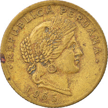 Moneta, Peru, 20 Centavos, 1965, Lima, VF(30-35), Mosiądz, KM:221.2b