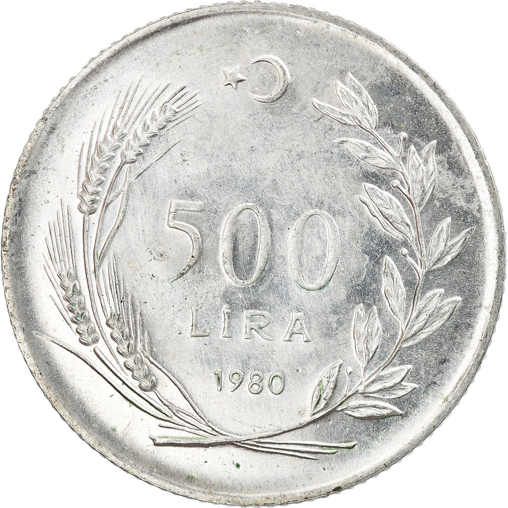 Coin, Turkey, 500 Lira, 1980, EF(40-45), Silver, KM:940.1