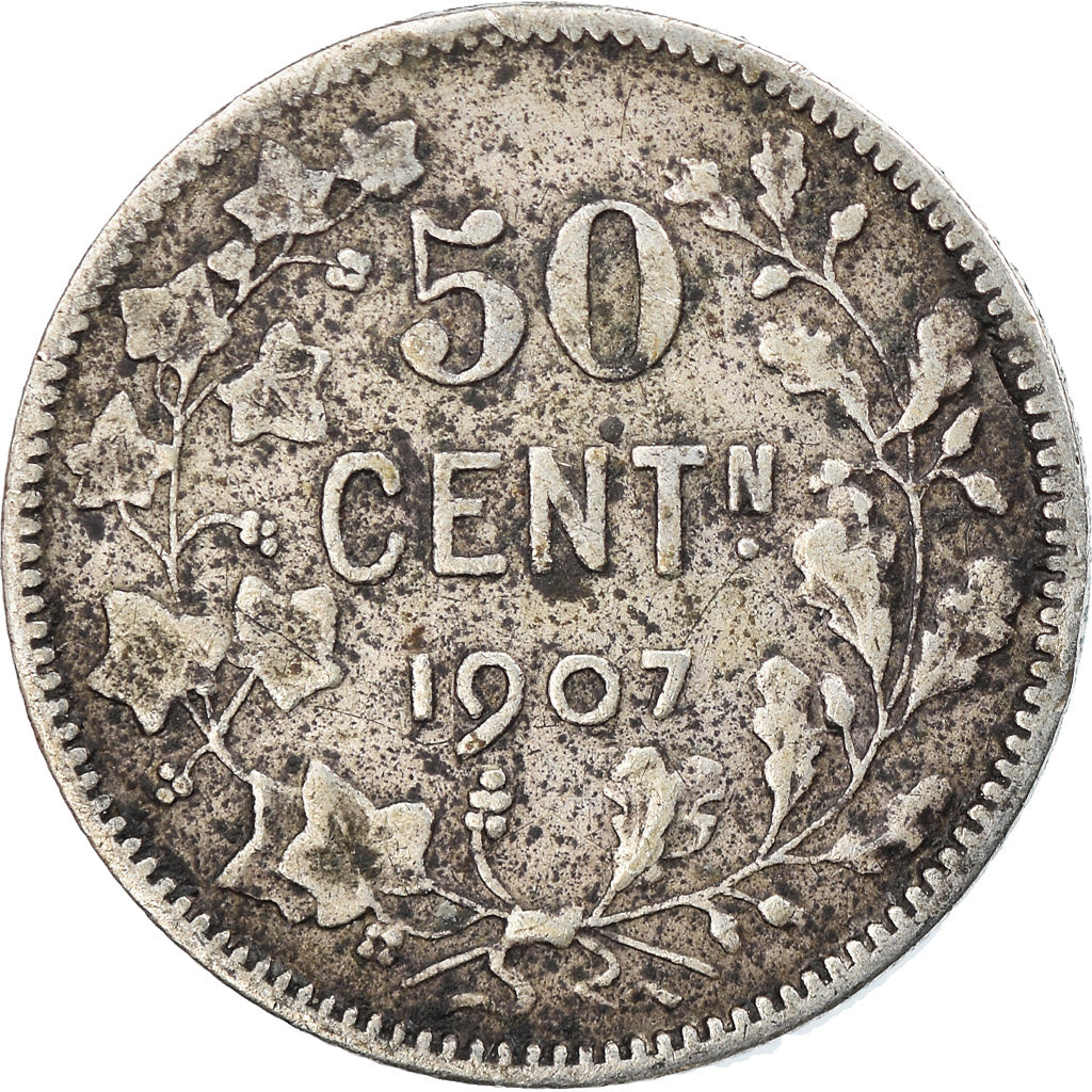 Moneta, Belgia, 50 Centimes, 1907, VF(30-35), Srebro, KM:61.1