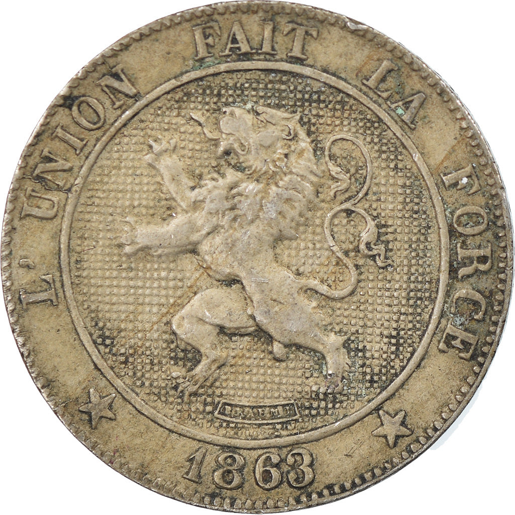 Moneda, Bélgica, Leopold I, 5 Centimes, 1863, BC+, Cobre - níquel, KM:21