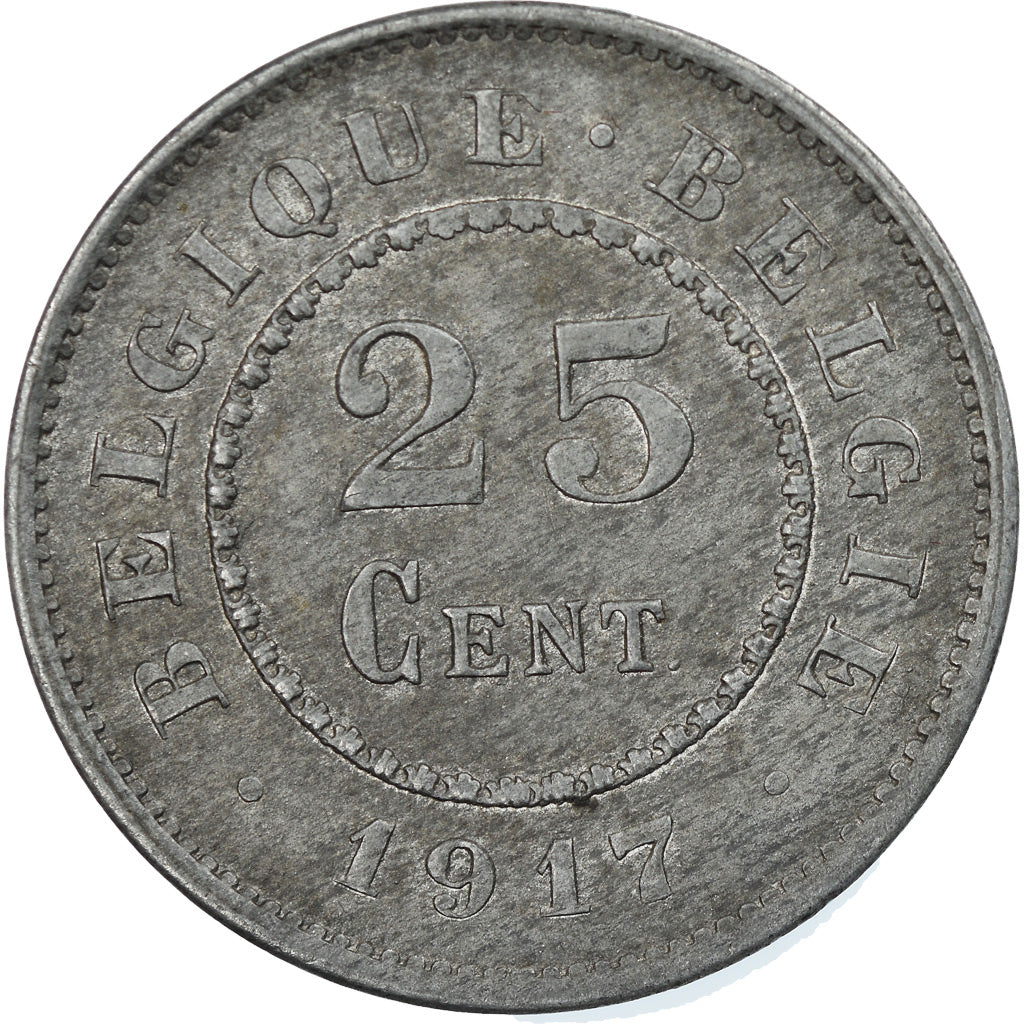 Münze, Belgien, 25 Centimes, 1917, SS, Zinc, KM:82
