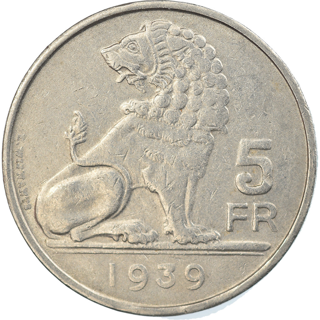 Coin, Belgium, 5 Francs, 5 Frank, 1939, EF(40-45), Nickel, KM:117.1