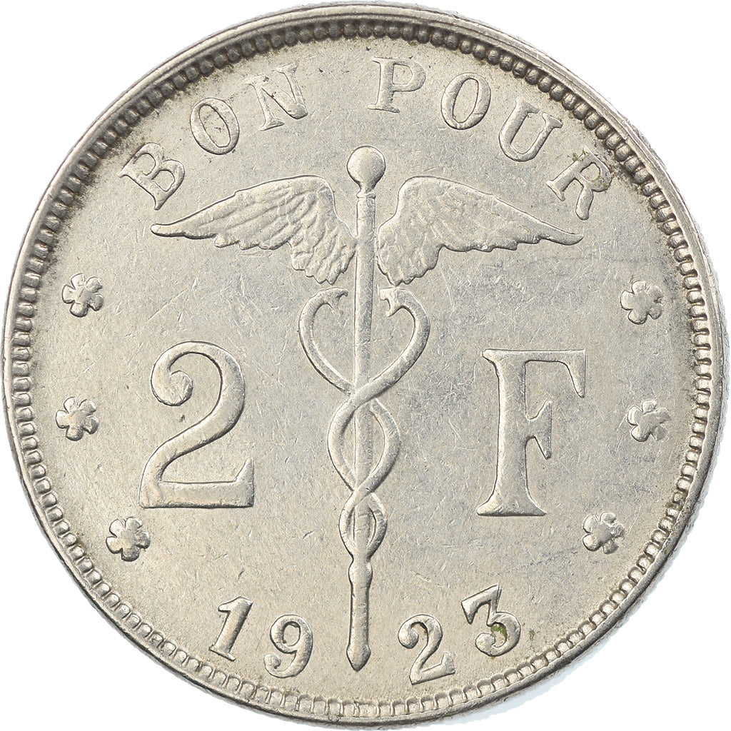 Coin, Belgium, 2 Francs, 2 Frank, 1923, EF(40-45), Nickel, KM:91.1