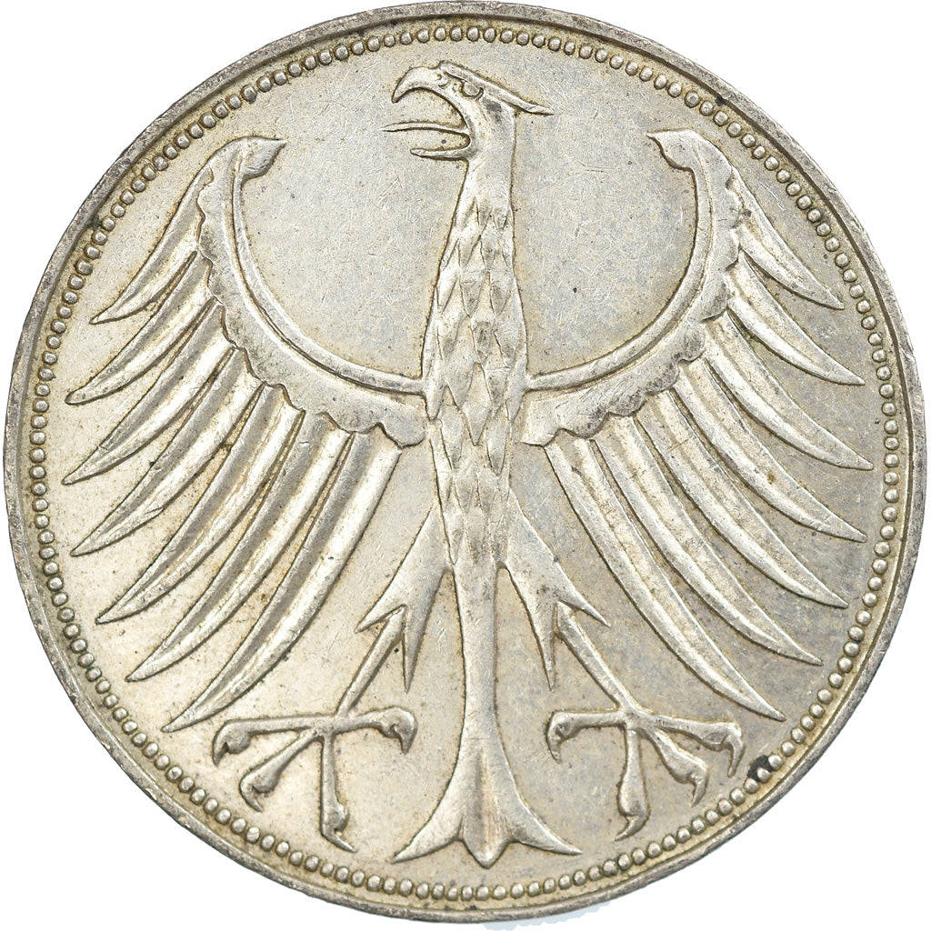 Coin, GERMANY - FEDERAL REPUBLIC, 5 Mark, 1966, Munich, EF(40-45), Silver
