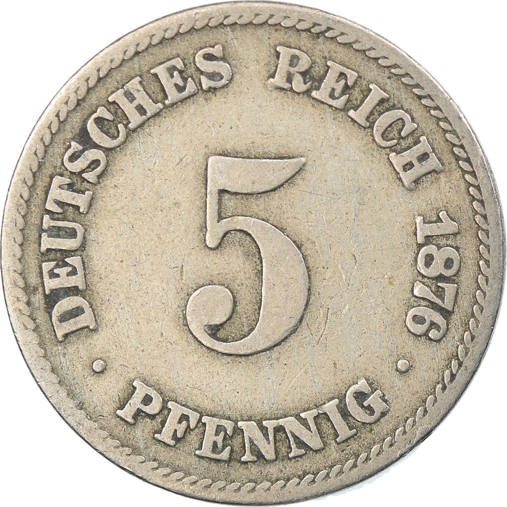 Moneta, NIEMCY - IMPERIUM, Wilhelm I, 5 Pfennig, 1876, Frankfurt, EF(40-45)