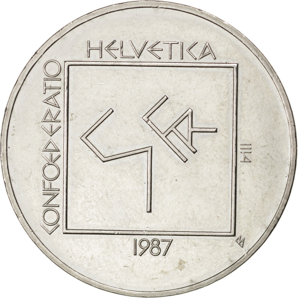 SWITZERLAND, 5 Francs, 1987, Bern, KM #66, MS(60-62), Copper-Nickel, 31.45,...